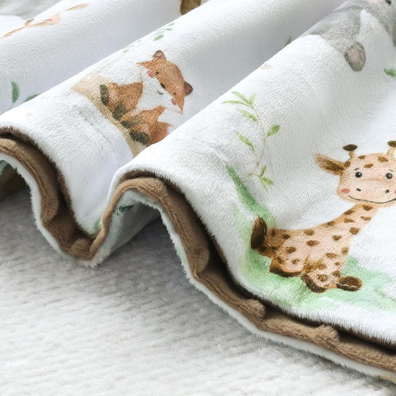 BORITAR Baby Blanket for Boys Girls Soft Plush Minky Fabric with Dotted Backing, Lovely Woodland Design Blanket for Toddler Newborn 30 x 40 Inch(75x100cm) - Image 4